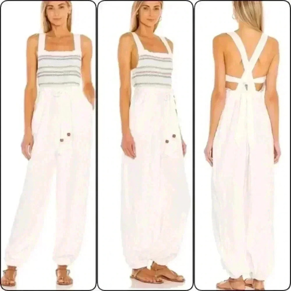 Free People Sienna Smocked Jumpsuit - Picture 1 of 8